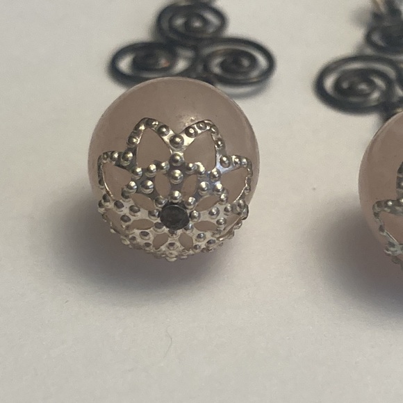 Light Pale Pink Scroll Earrings - Picture 9 of 14